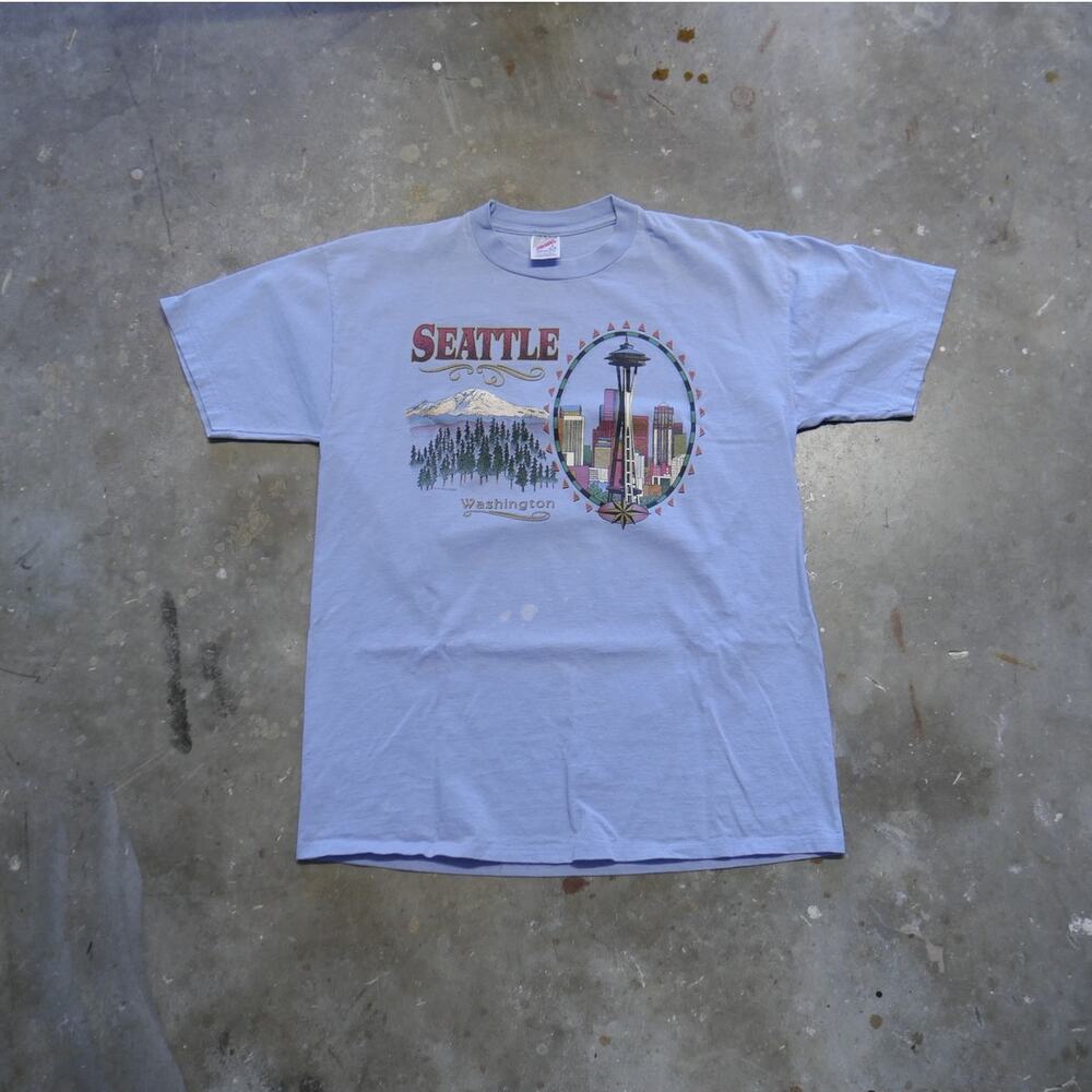 Vintage 90s Jerzees Seattle Washington City Graphic Made In USA Mens Size Large